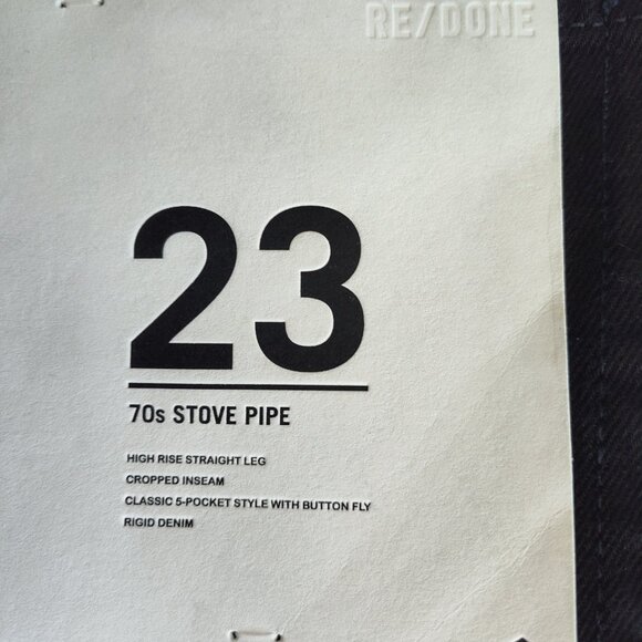 Ladies SZ 23 Re/Done Black 70's Stove Pipe Cropped Jean - Picture 7 of 8